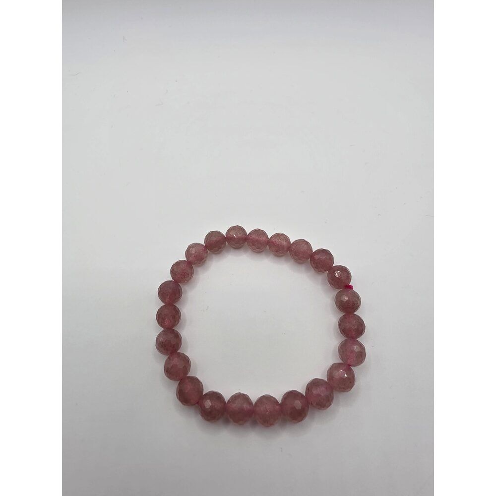 🍓 Faceted Strawberry Quartz Bracelet – Sweet Illumination (8mm)